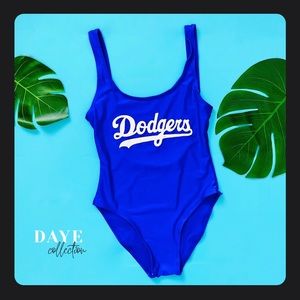 Women Large Dodgers blue bathing suit